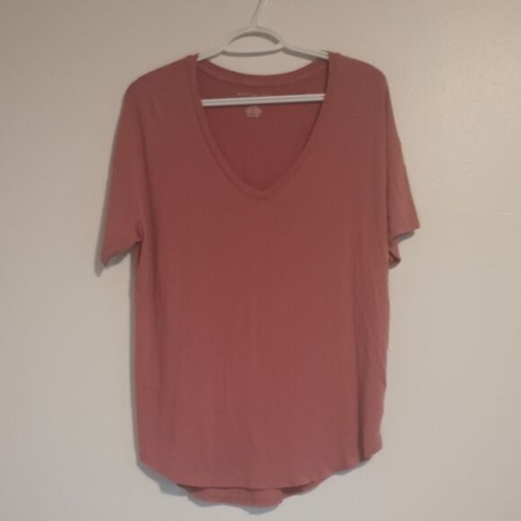 American Eagle Soft & Sexy Brick Red V-neck Shirt Women's Sz Small Petite - Picture 1 of 7